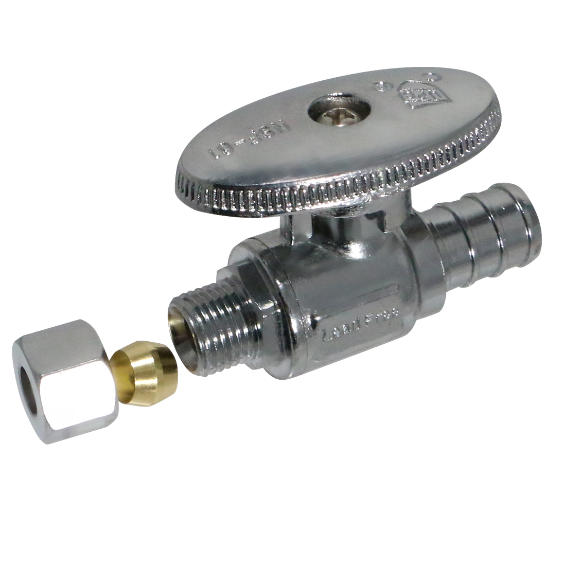 1/2 Inch  PEX-B Barb x 1/4 Inch OD Compression Straight Valve