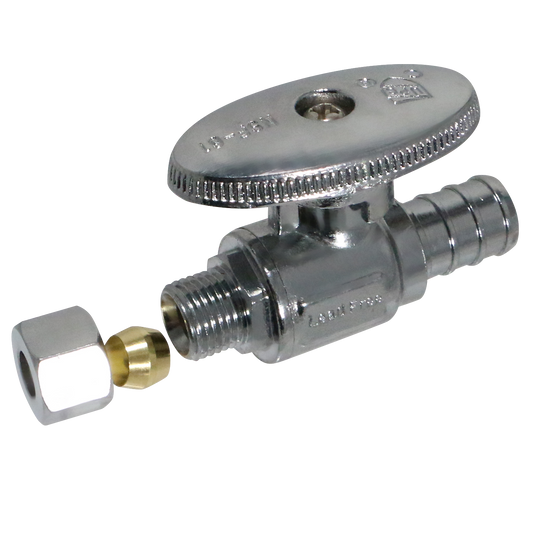 1/2 Inch  PEX-B Barb x 1/4 Inch OD Compression Straight Valve