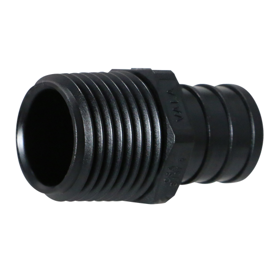 3/4 Inch PEX-B Barb Crimp x 1/2 Inch Male NPT Poly Alloy Adapter