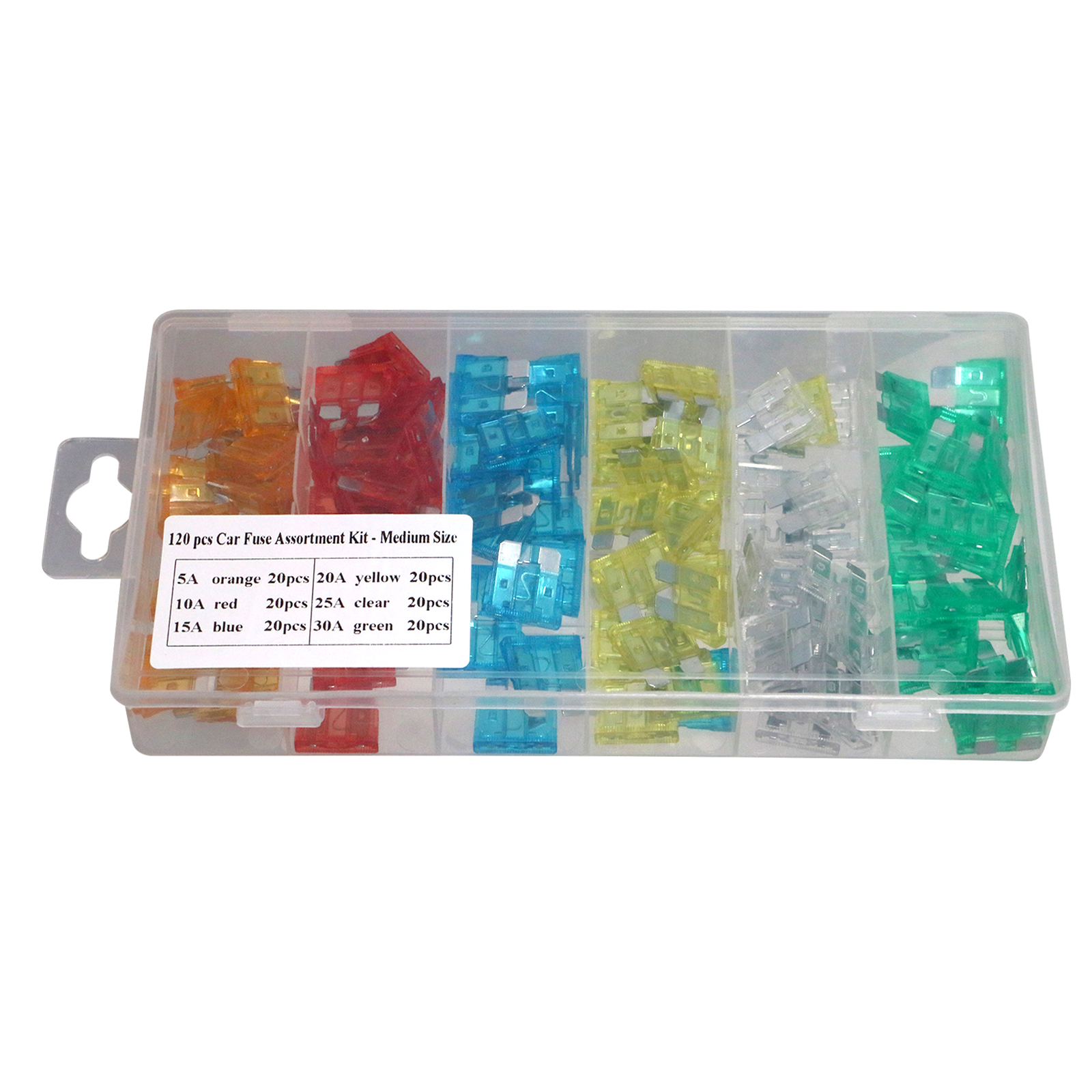 1-Pack 120 pcs- Medium Car Fuses Assortment Kit, Replacement Fuses for Car/RV/Truck/Motorcycle/Boat
