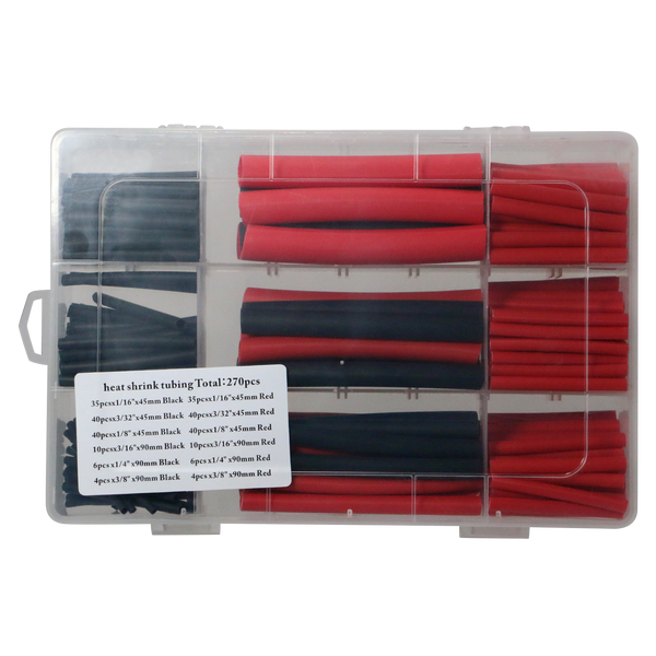 1-Pack 270 PCS Heat Shrink Tubing Kit - 3:1 Ratio Adhesive Lined, Black + Red