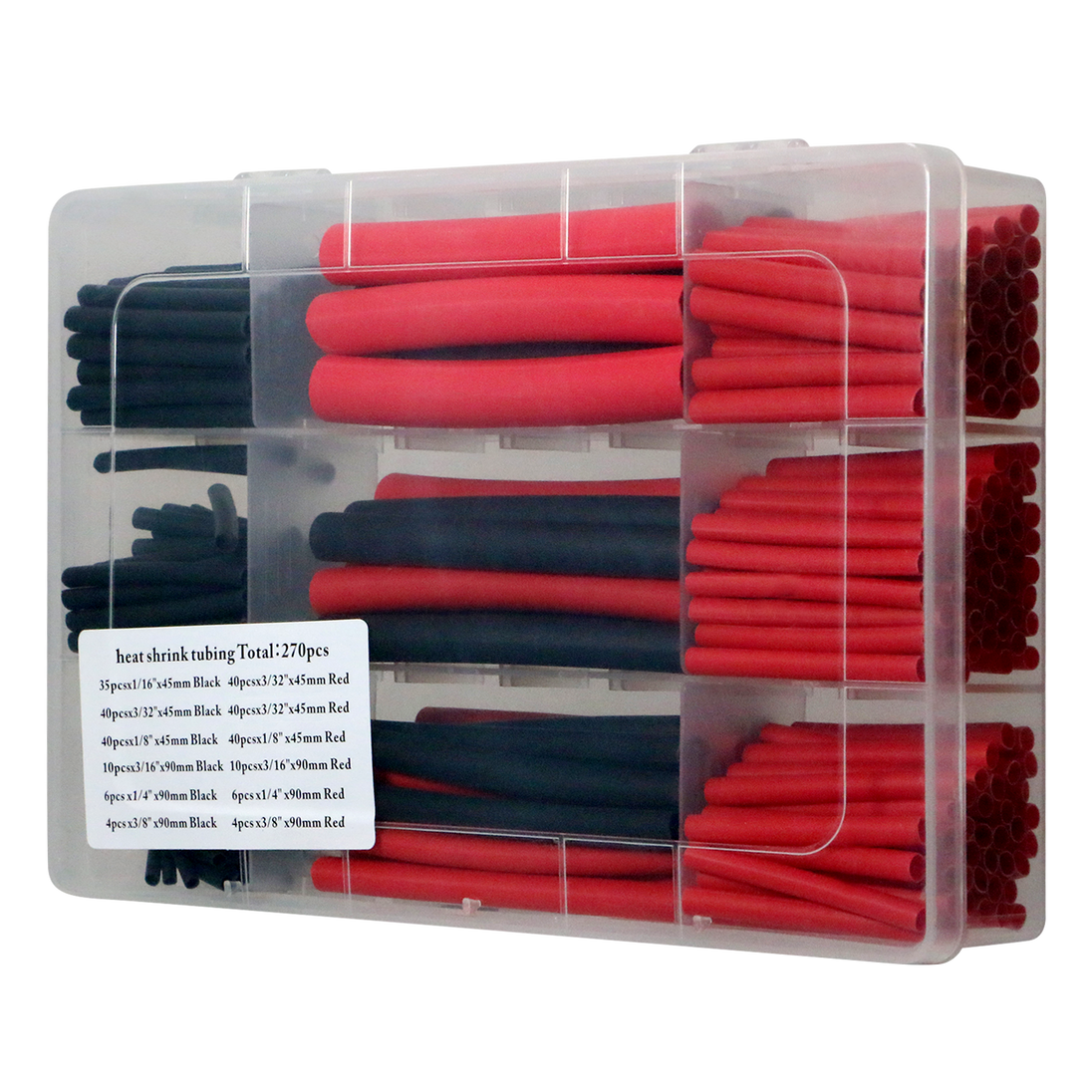 1-Pack 270 PCS Heat Shrink Tubing Kit - 3:1 Ratio Adhesive Lined, Black + Red