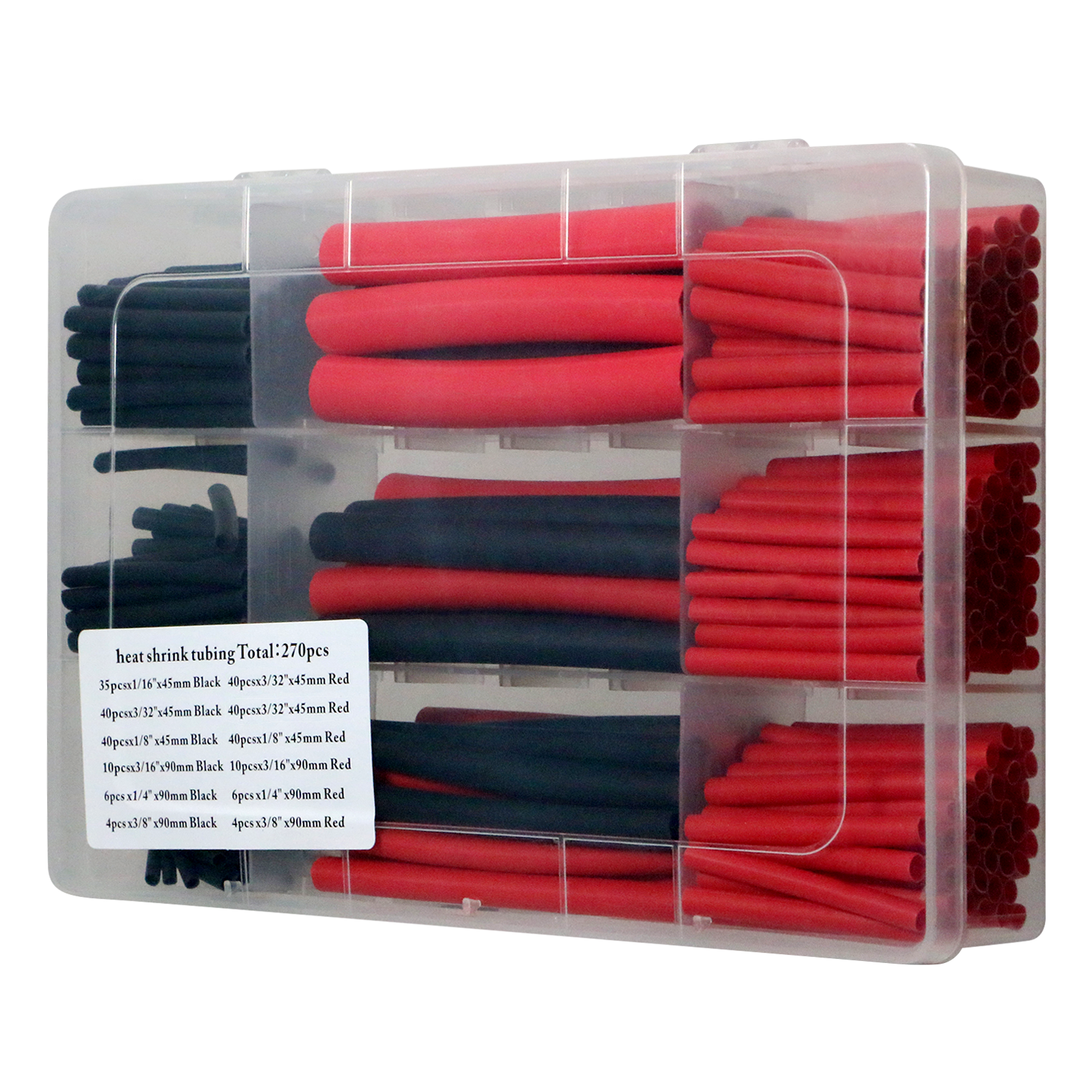 1-Pack 270 PCS Heat Shrink Tubing Kit - 3:1 Ratio Adhesive Lined, Black + Red