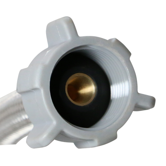 3/8 Inch Compression x 7/8 Inch BC Braided Stainless Steel Toilet Hose, 12 Inch Long