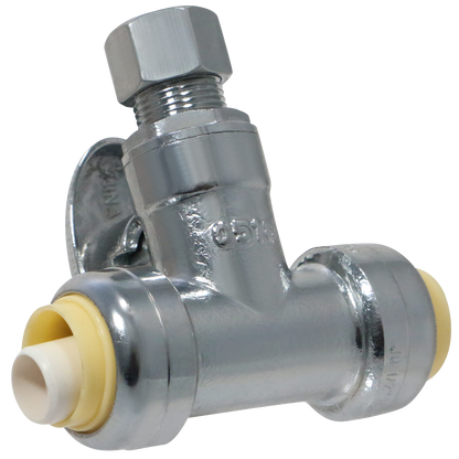 1/2 Push x 1/2 Push x 3/8 OD Compression Tee Valve Measuring 1/2 Push x 1/2 Push x 3/8 OD Compression Specifically Push Fit OD Compression Valve