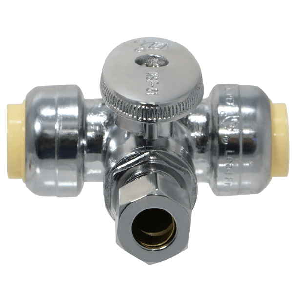 1/2 Push-to-Connect x 1/2 Push-to-Connect x 3/8 OD Compression Tee Valve