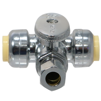 1/2 Push x 1/2 Push x 3/8 OD Compression Tee Valve Measuring 1/2 Push x 1/2 Push x 3/8 OD Compression Specifically Push Fit OD Compression Valve