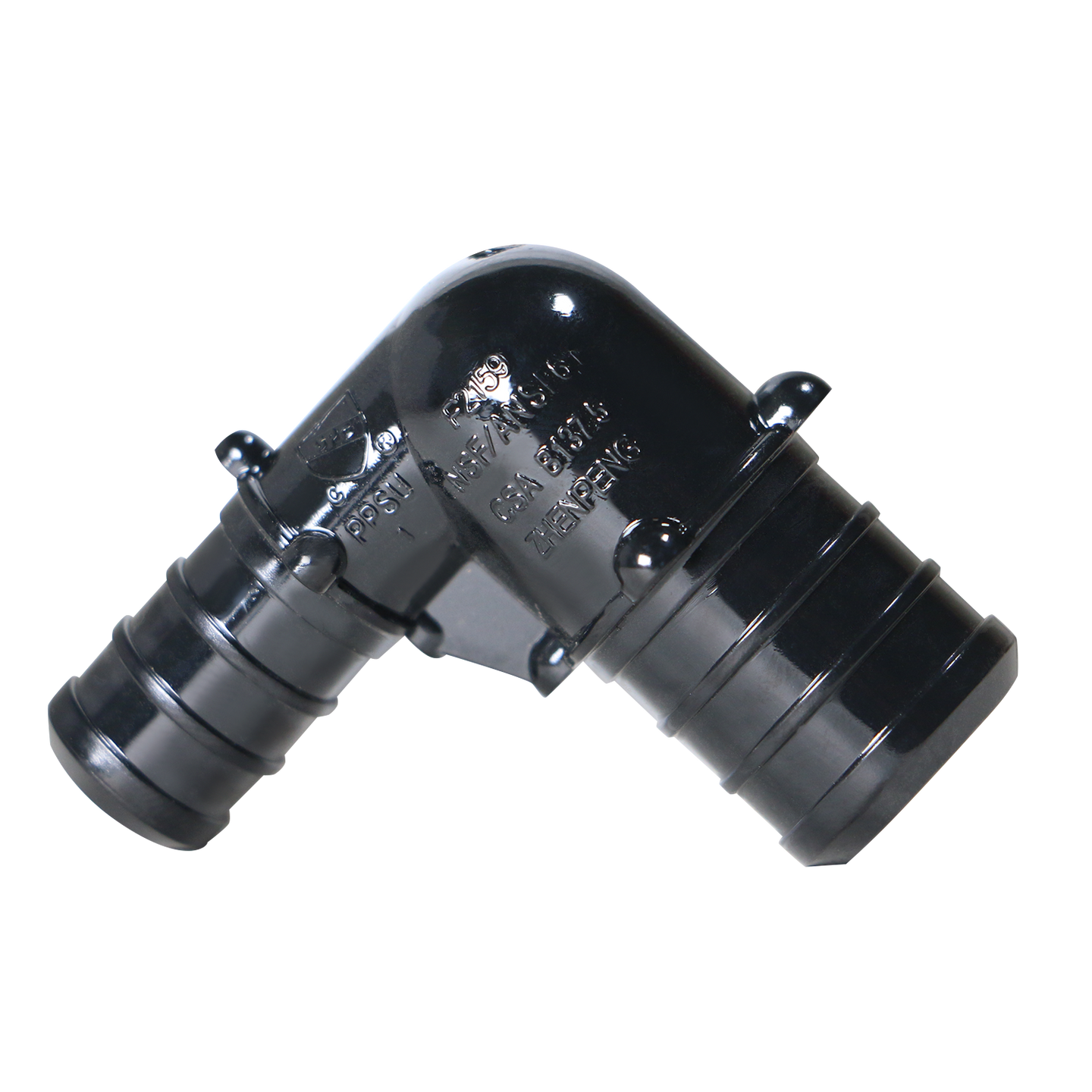 3/4 Inch X 1/2 Inch PEX-B Barb Crimp Poly Alloy Elbow