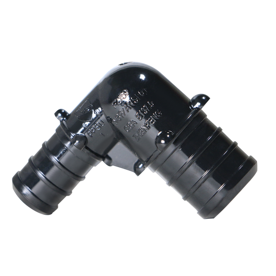 3/4 Inch X 1/2 Inch PEX-B Barb Crimp Poly Alloy Elbow