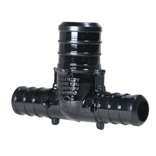 1/2 Inch X 1/2 Inch X 3/4 Inch PEX-B Barb Crimp Poly Alloy Tee