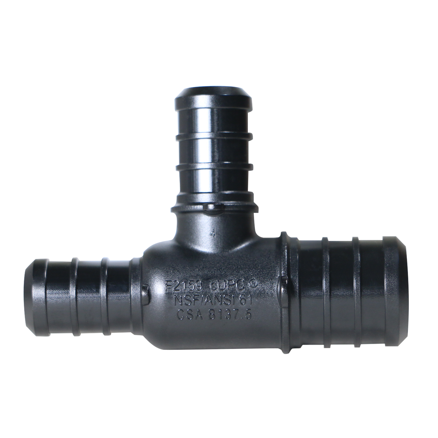 3/4 Inch X 1/2 Inch X 1/2 Inch PEX-B Barb Crimp Poly Alloy Tee