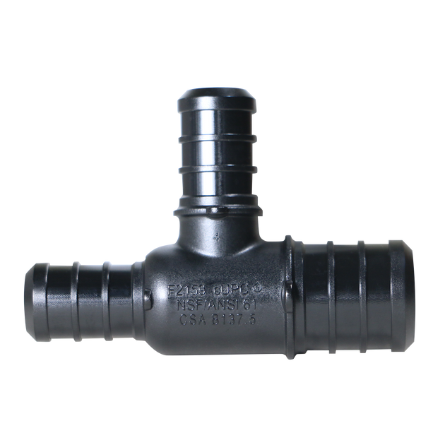 3/4 Inch X 1/2 Inch X 1/2 Inch PEX-B Barb Crimp Poly Alloy Tee