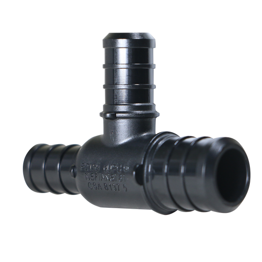 3/4 Inch X 1/2 Inch X 1/2 Inch PEX-B Barb Crimp Poly Alloy Tee