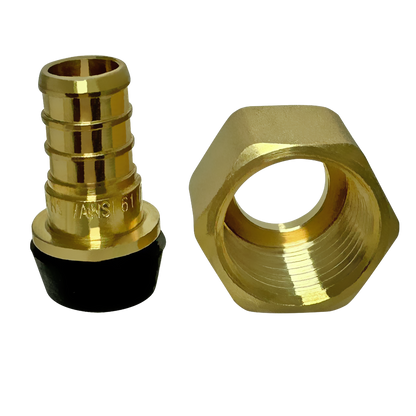 1/2 inch Pex x 1/2 inch Female Swivel Adapter Brass Measuring QTY 100 Specifically Pex Barb Crimp FNPT
