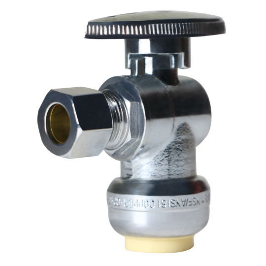 Push-to-Connect 1/2 x 3/8 Compression Angle Stop Valve