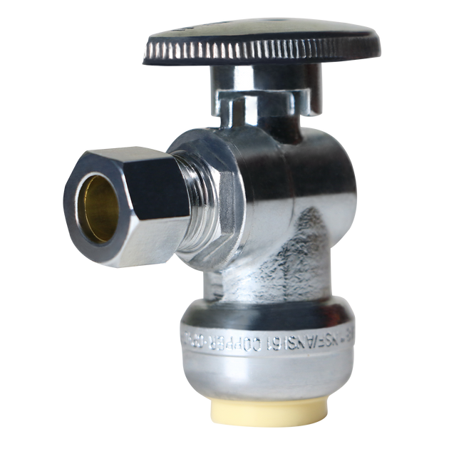 Push-to-Connect 1/2 x 3/8 Compression Angle Stop Valve