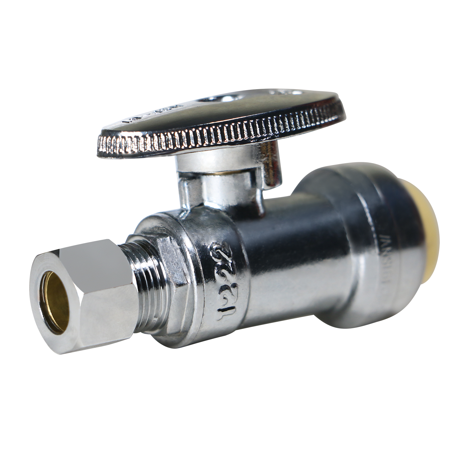 OD Compression Push-to-Connect 3/8 Inch x 1/2 Inch Straight Stop Valve