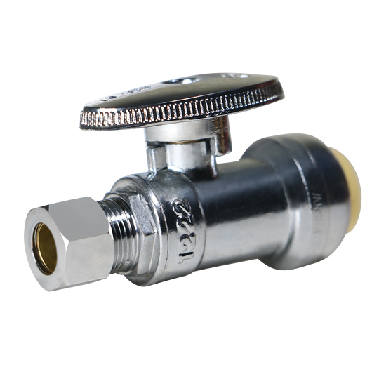 OD Compression Push-to-Connect 3/8 Inch x 1/2 Inch Straight Stop Valve