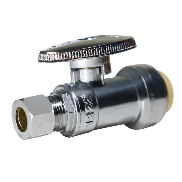 OD Compression Push-to-Connect 3/8 Inch x 1/2 Inch Straight Stop Valve