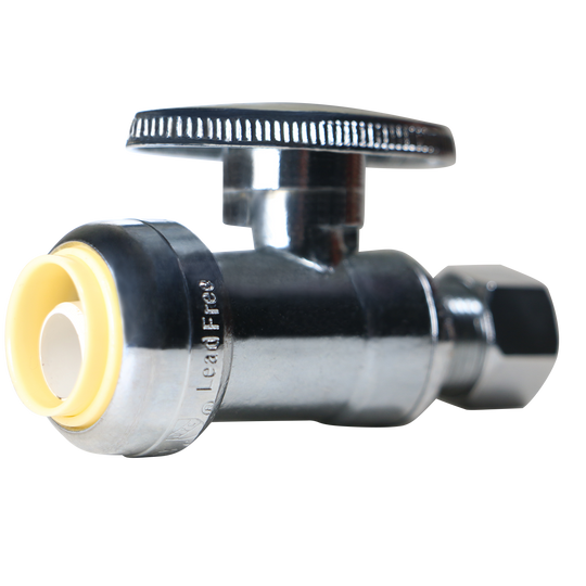 OD Compression Push-to-Connect 3/8 Inch x 1/2 Inch Straight Stop Valve