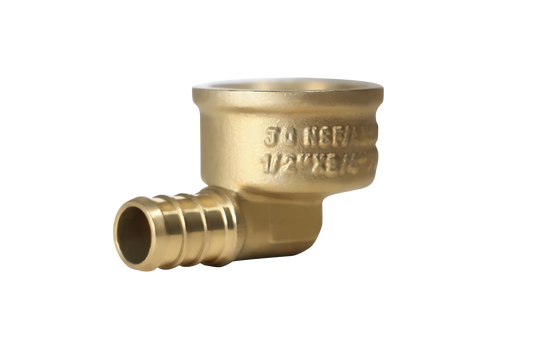 Pex Barb Crimp x Female NPT Reducing Elbow Measuring 1/2 inch Pex B x 3/4 inch FNPT Elbow Specifically Pex Barb Crimp FNPT Elbow