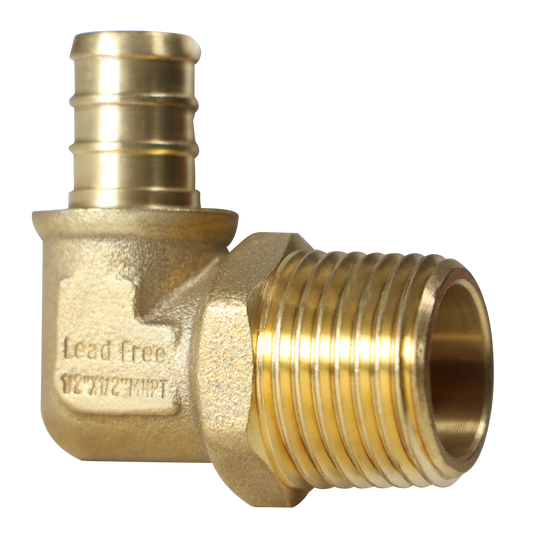 1/2 inch PEX-B Barb x 1/2 inch MNPT Elbow