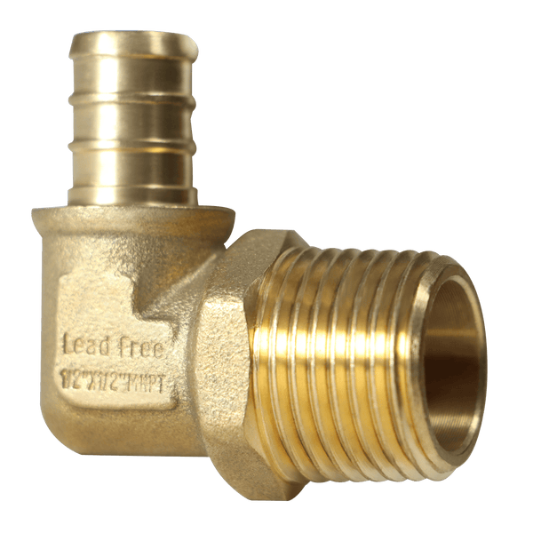 1/2 inch PEX-B Barb x 1/2 inch MNPT Elbow