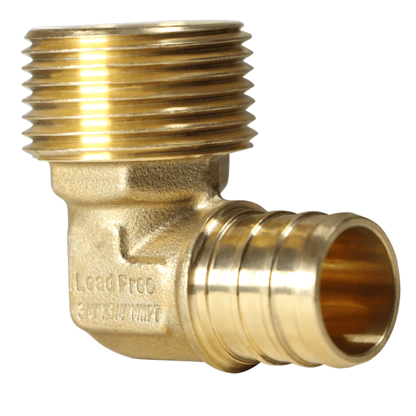 3/4 inch PEX-B Barb x 3/4 inch MNPT Elbow