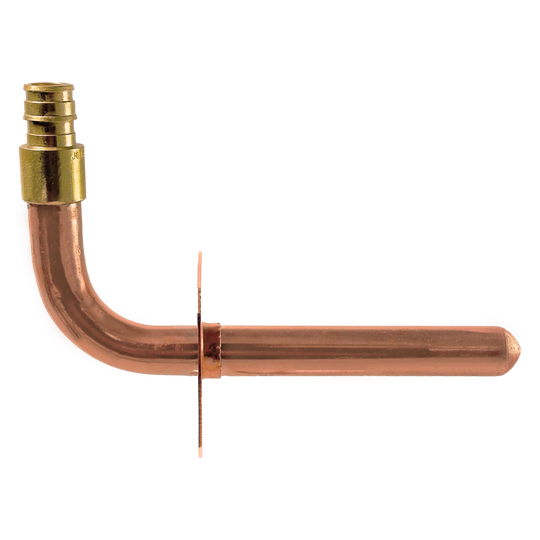 1/2 inch Pex-A Expansion Stub Out Elbow with Flange | 3-1/2 Inch x 6 Inch
