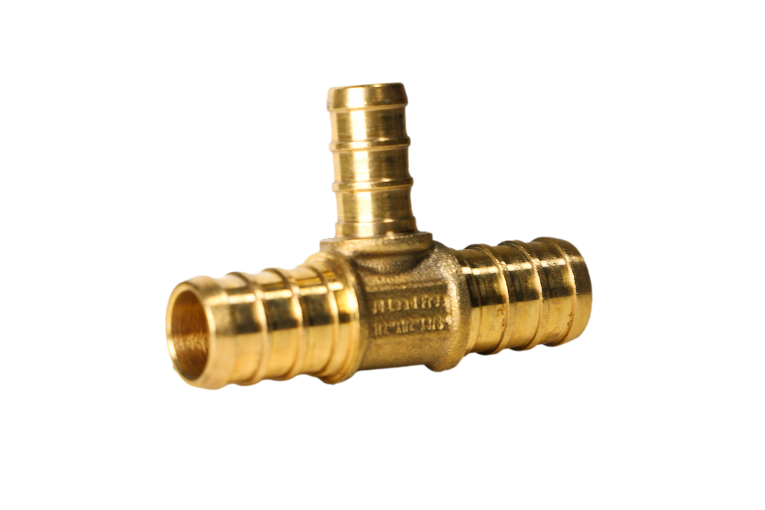 1/2 Inch x 1/2 Inch x 3/8 Inch PEX-B Barb Crimp Reducing Tee