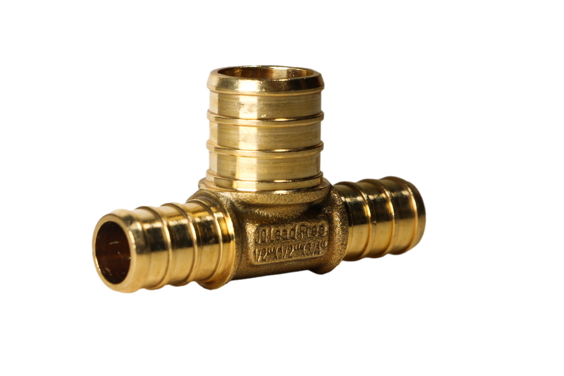 1/2 Inch x 1/2 Inch x 3/4 Inch PEX-B Barb Crimp Reducing Tee