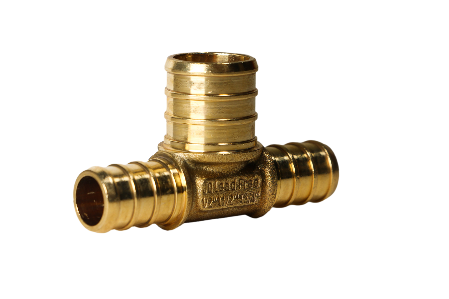 1/2 Inch x 1/2 Inch x 3/4 Inch PEX-B Barb Crimp Reducing Tee