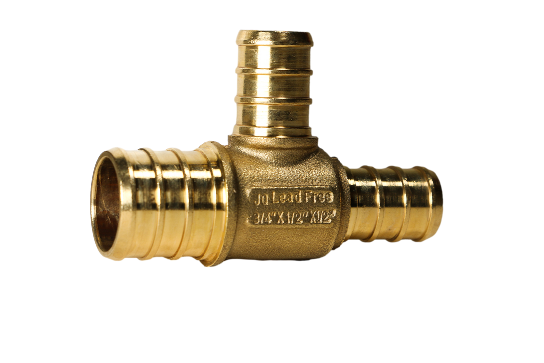 3/4 Inch x 1/2 Inch x 1/2 Inch PEX-B Barb Crimp Reducing Tee