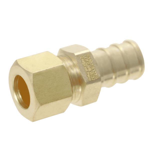 1/2 Inch PEX-B Barb x 3/8 Inch OD Compression Transition Straight Adapter