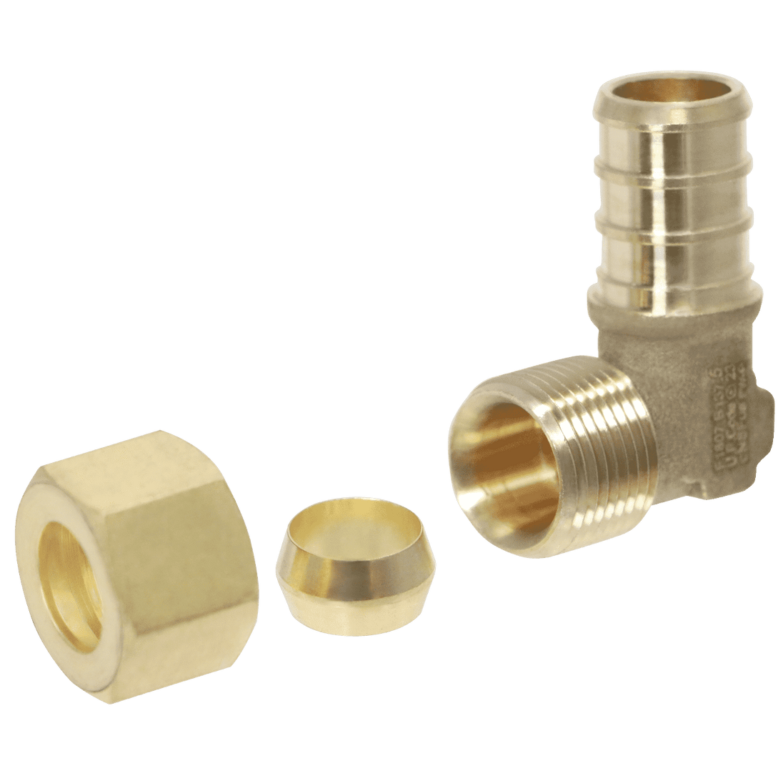 1/2 Inch PEX-B Barb x 3/8 Inch OD Compression Transition Elbow Adapter