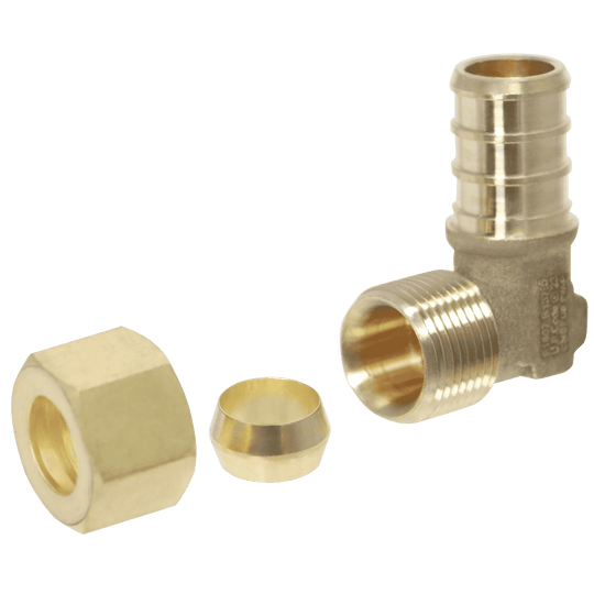 1/2 Inch PEX-B Barb x 3/8 Inch OD Compression Transition Elbow Adapter