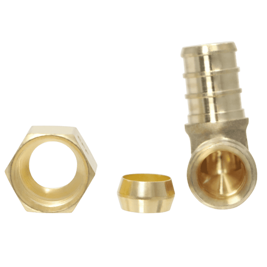 1/2 Inch PEX-B Barb x 3/8 Inch OD Compression Transition Elbow Adapter