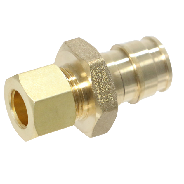 Pex-A Expansion 1/2 Inch x 3/8 Inch OD Straight Expansion Straight Transition Adapter