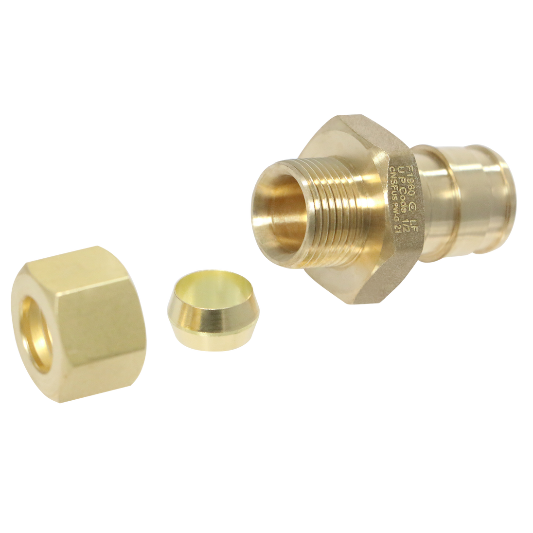 Pex-A Expansion 1/2 Inch x 3/8 Inch OD Straight Expansion Straight Transition Adapter