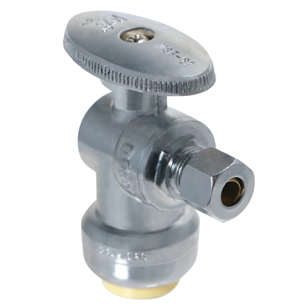 Push-to-Connect 1/2 x 1/4 inch Compression Angle Stop Valve