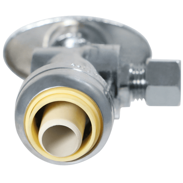 Push-to-Connect 1/2 x 1/4 inch Compression Angle Stop Valve