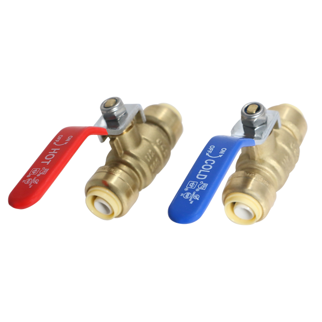 1/2 inch Push-to-Connect Ball Valve, Red & Blue (Hot & Cold)