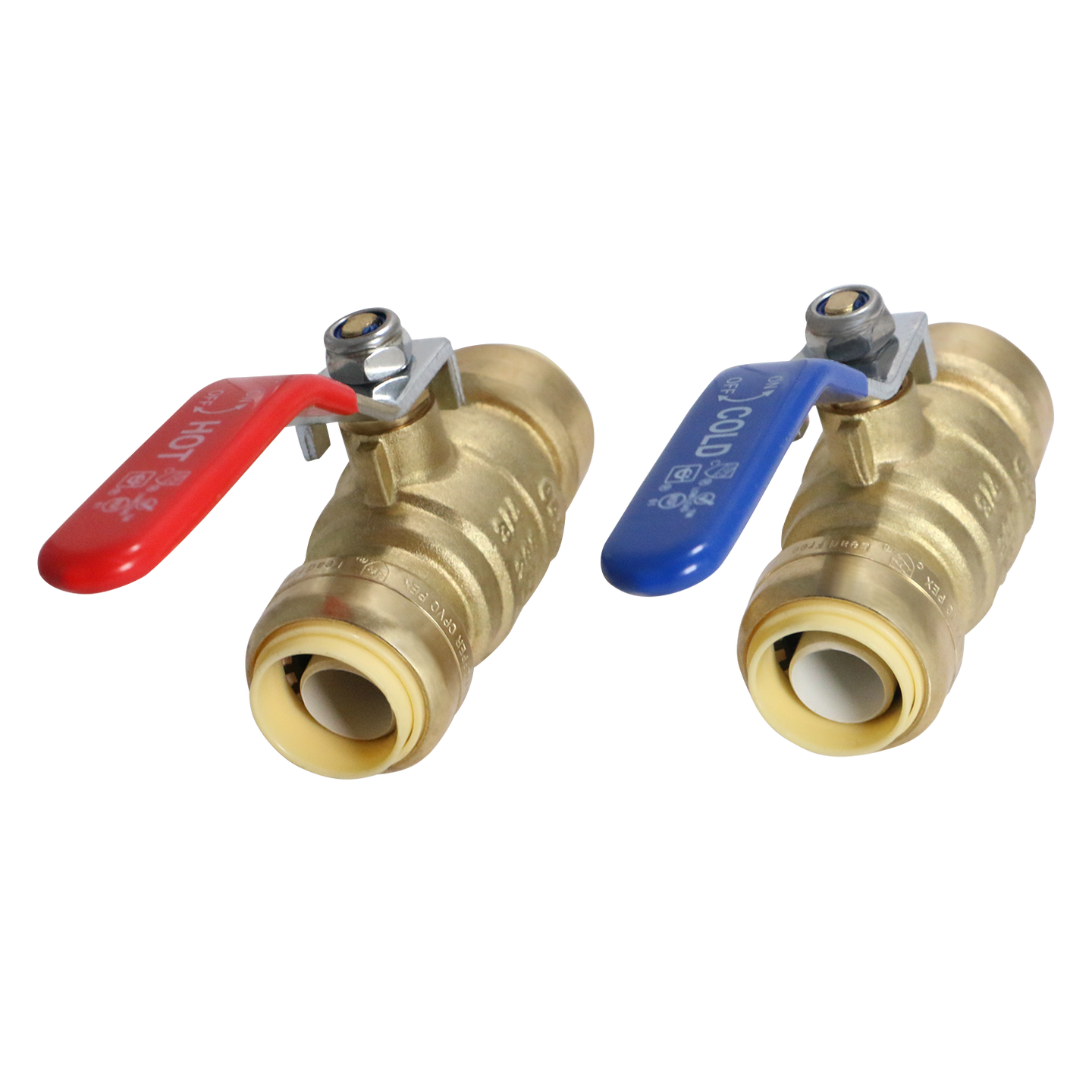 3/4 inch Push-to-Connect Ball Valve, Red & Blue (Hot & Cold)