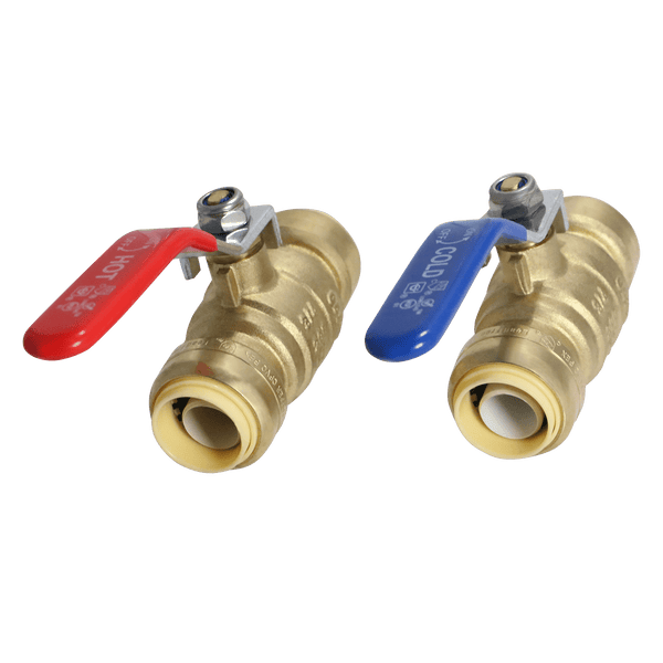 3/4 inch Push-to-Connect Ball Valve, Red & Blue (Hot & Cold)