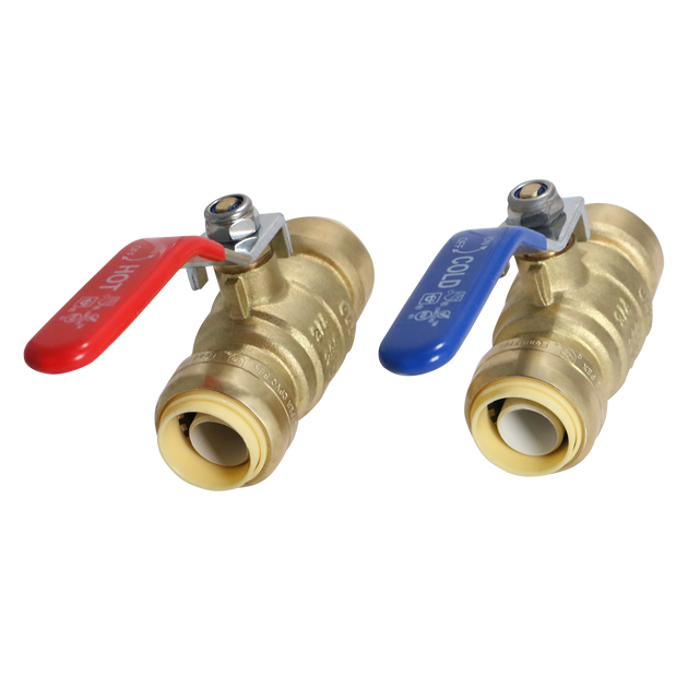 3/4 inch Push-to-Connect Ball Valve, Red & Blue (Hot & Cold)