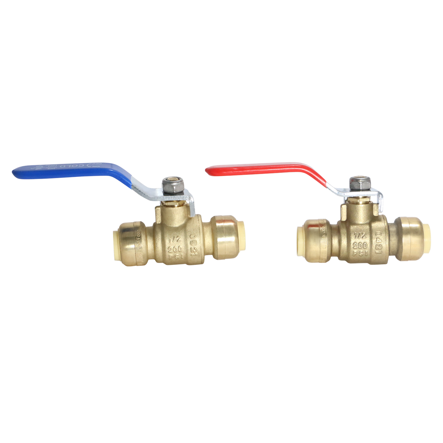 1/2 inch Push-to-Connect Ball Valve, Red & Blue (Hot & Cold)
