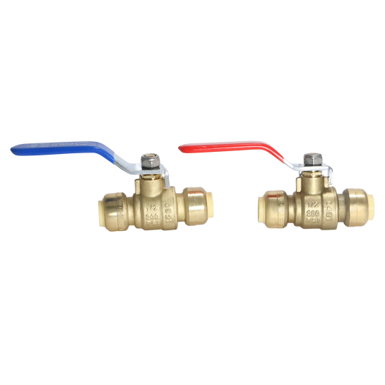 1/2 inch Push-to-Connect Ball Valve, Red & Blue (Hot & Cold)