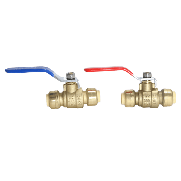 1/2 inch Push-to-Connect Ball Valve, Red & Blue (Hot & Cold)