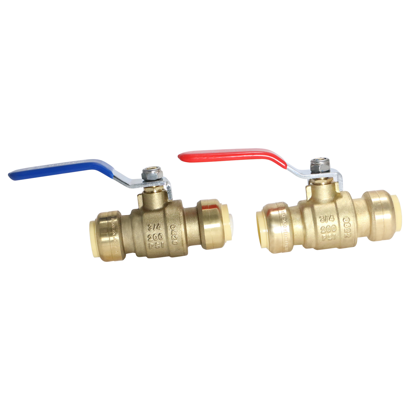3/4 inch Push-to-Connect Ball Valve, Red & Blue (Hot & Cold)