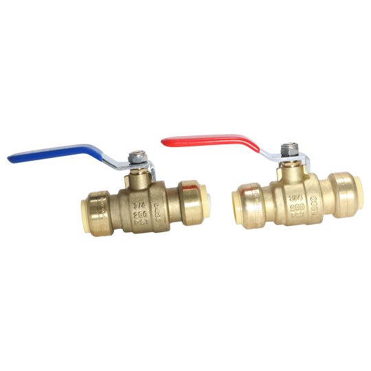3/4 inch Push-to-Connect Ball Valve, Red & Blue (Hot & Cold)